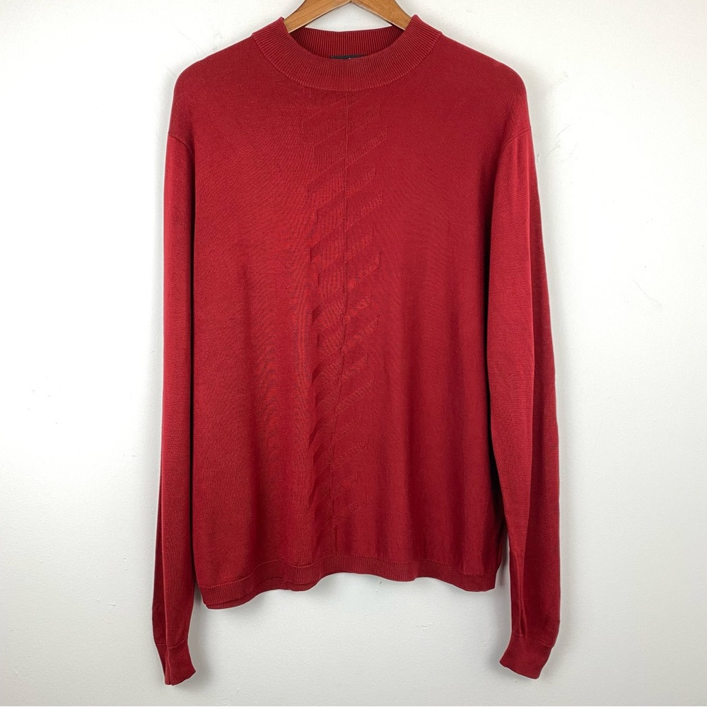 Murano size XL Men’s Red 100% Silk Long Sleeve Mock Neck Sweater